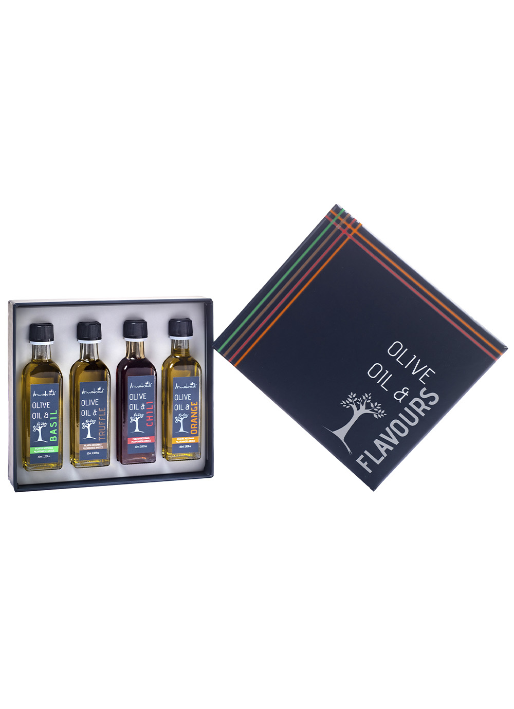 Cutie cadou cu 4 uleiuri de măsline infuzate cu arome